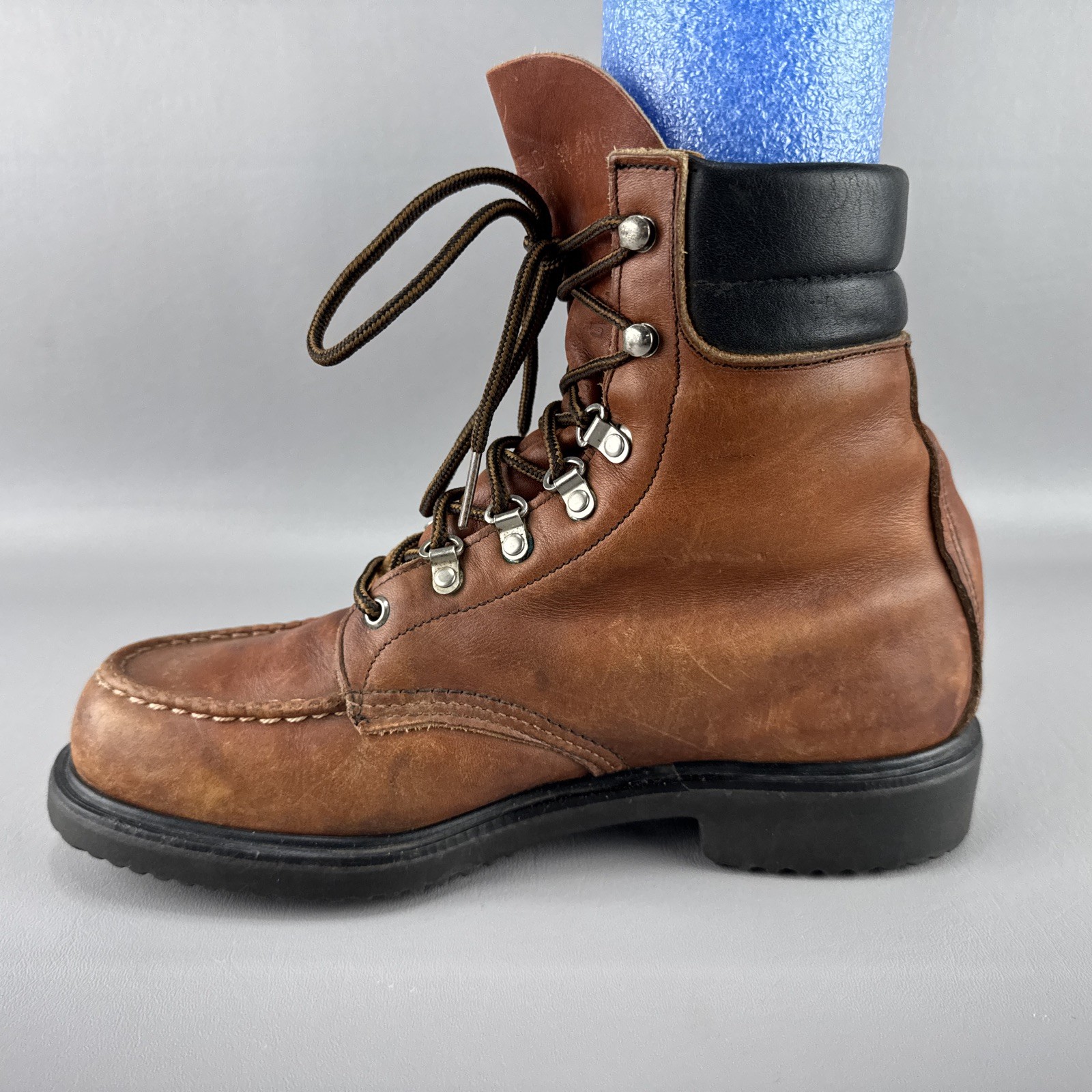 Vintage Red Wing Boots 404 Style Mens 7 D Brown Leather Moc Toe Workwear Combat