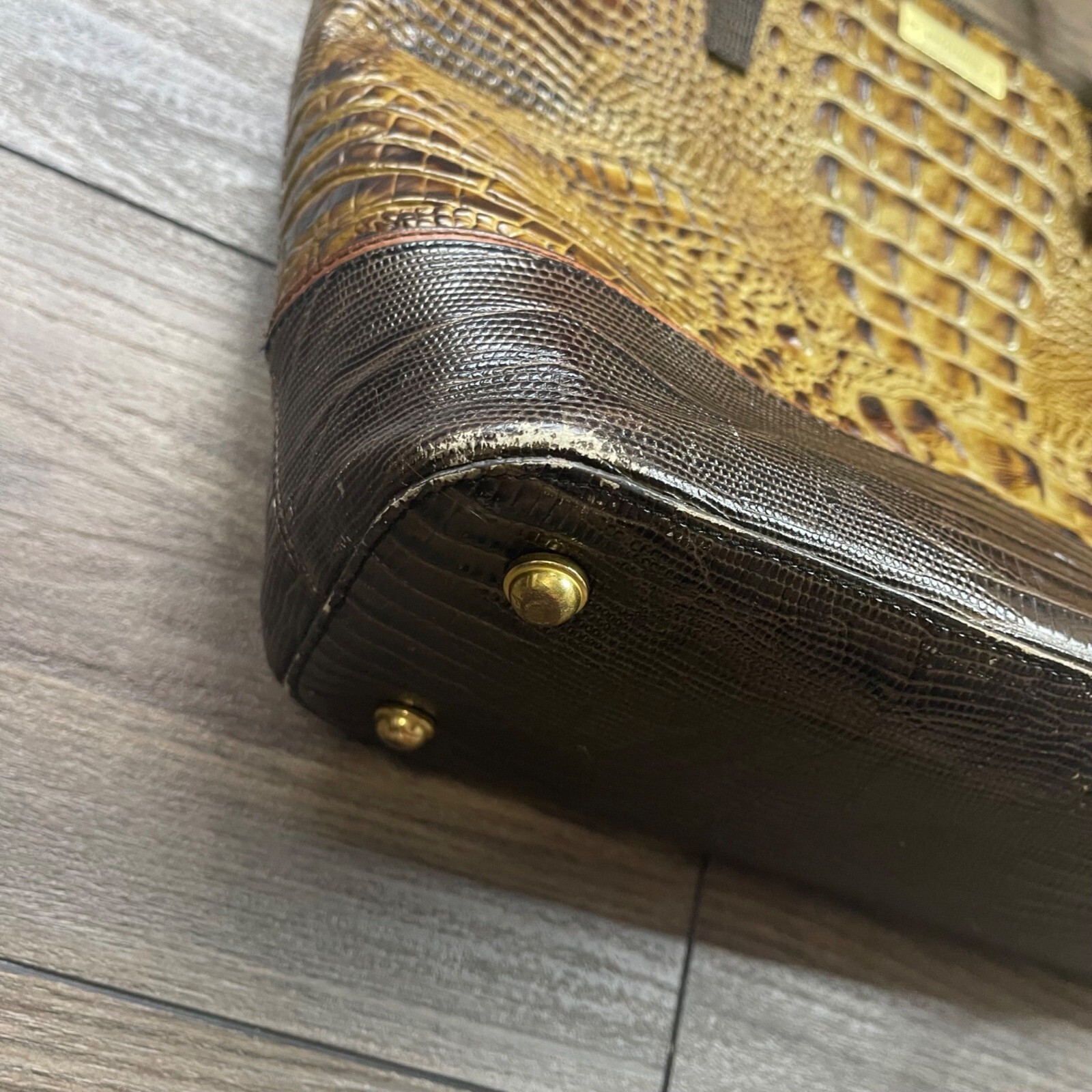 Brahmin Gold Medium Asher Tote Croc-Embossed Leather 16″ W X 10.25″ H X 5″ D FLA
