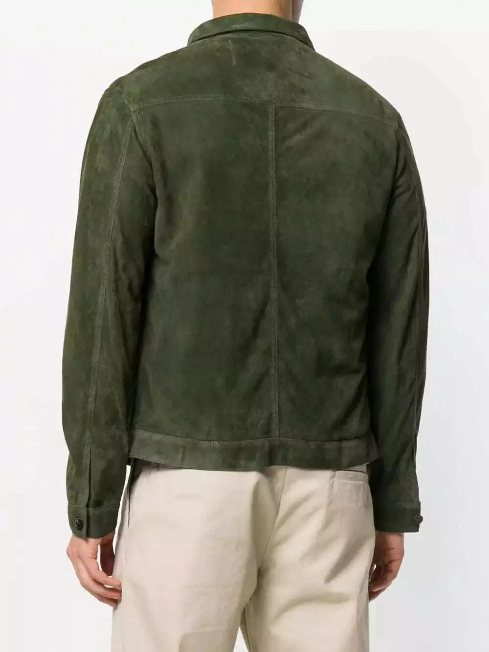 Mens Green Suede Shirt Leather Trucker Jacket Size XS S M L XL XXL 3XL 4XL 5XL