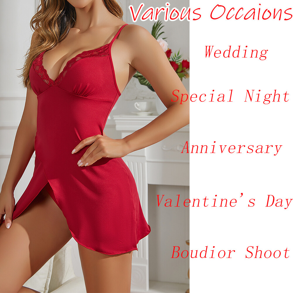 Women Sexy Deep V Dress Lace Lingerie Babydoll Nighy Underwear Sleepwear Chemise
