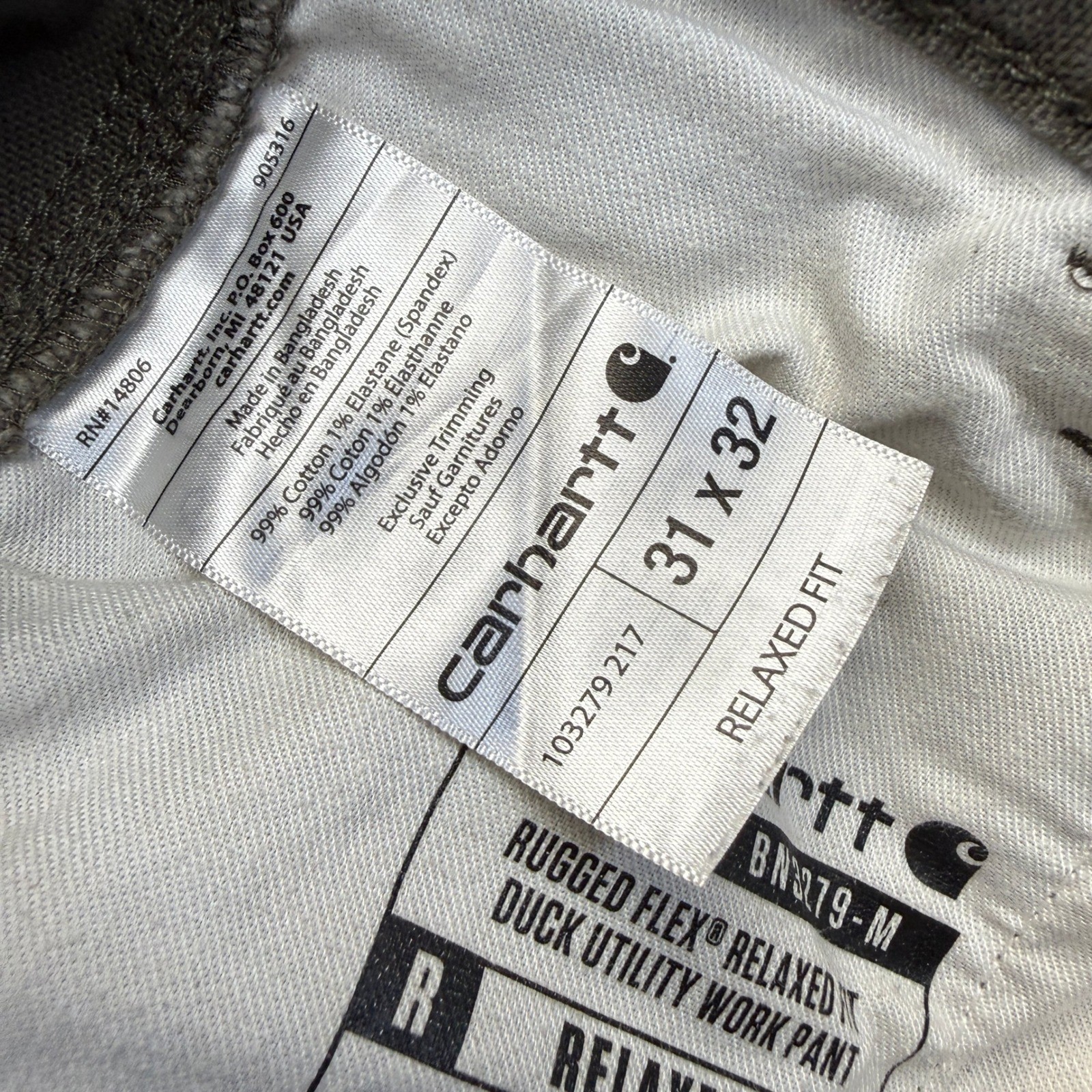 Carhartt Relaxed Fit Carpenter Pants Mens 31×32 Brown Distressed Canvas Workwear