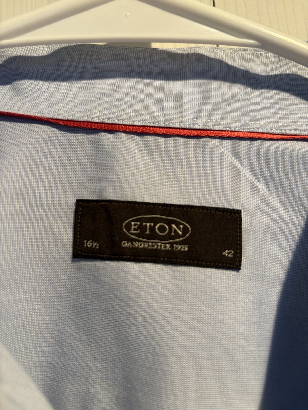 Eton Non-Iron Slim Fit Men’s Blue Cotton Dress Shirt 42 16.5 Spread Collar