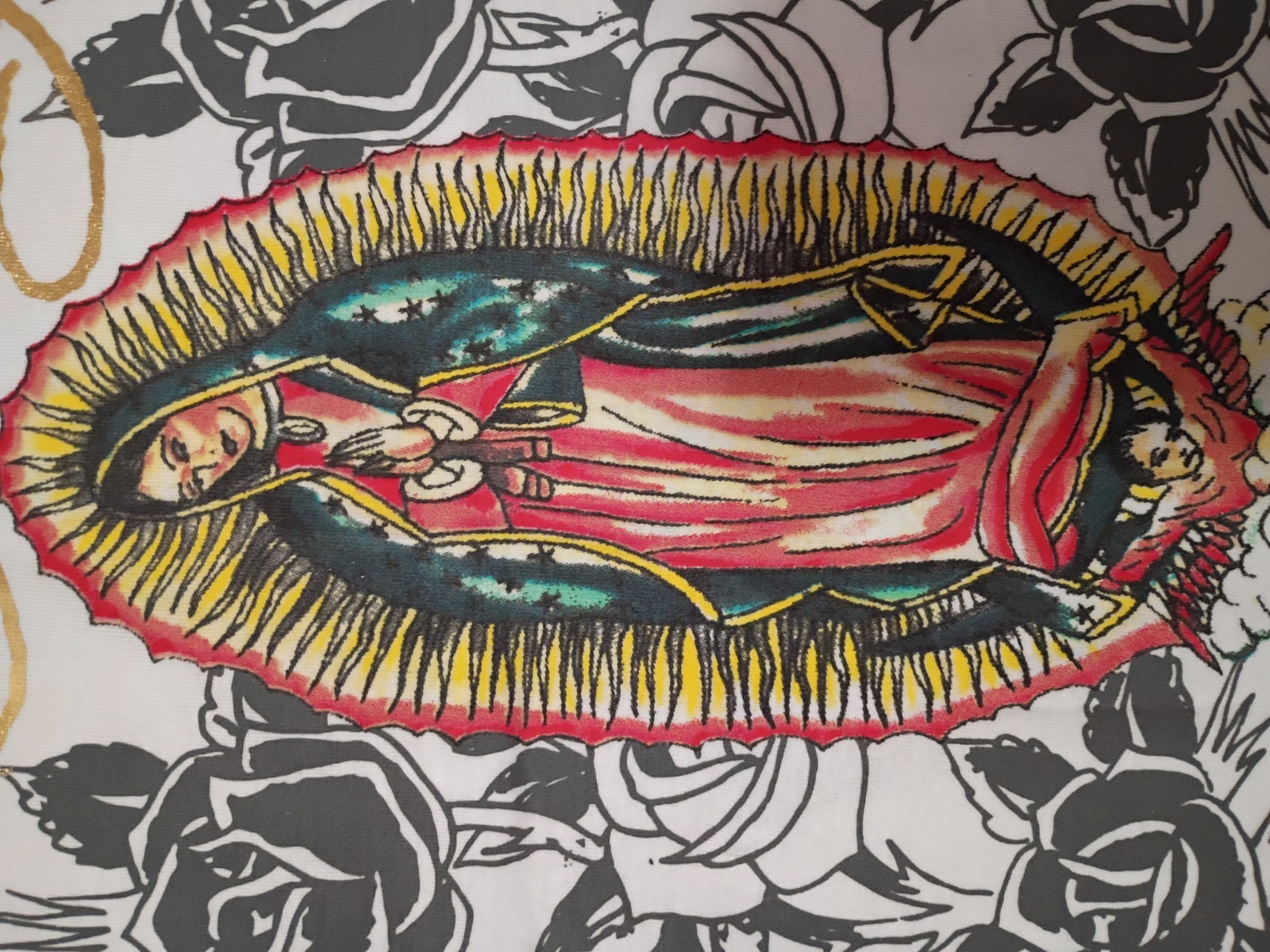 Ed Hardy White Tee with Virgin Mary Graphic