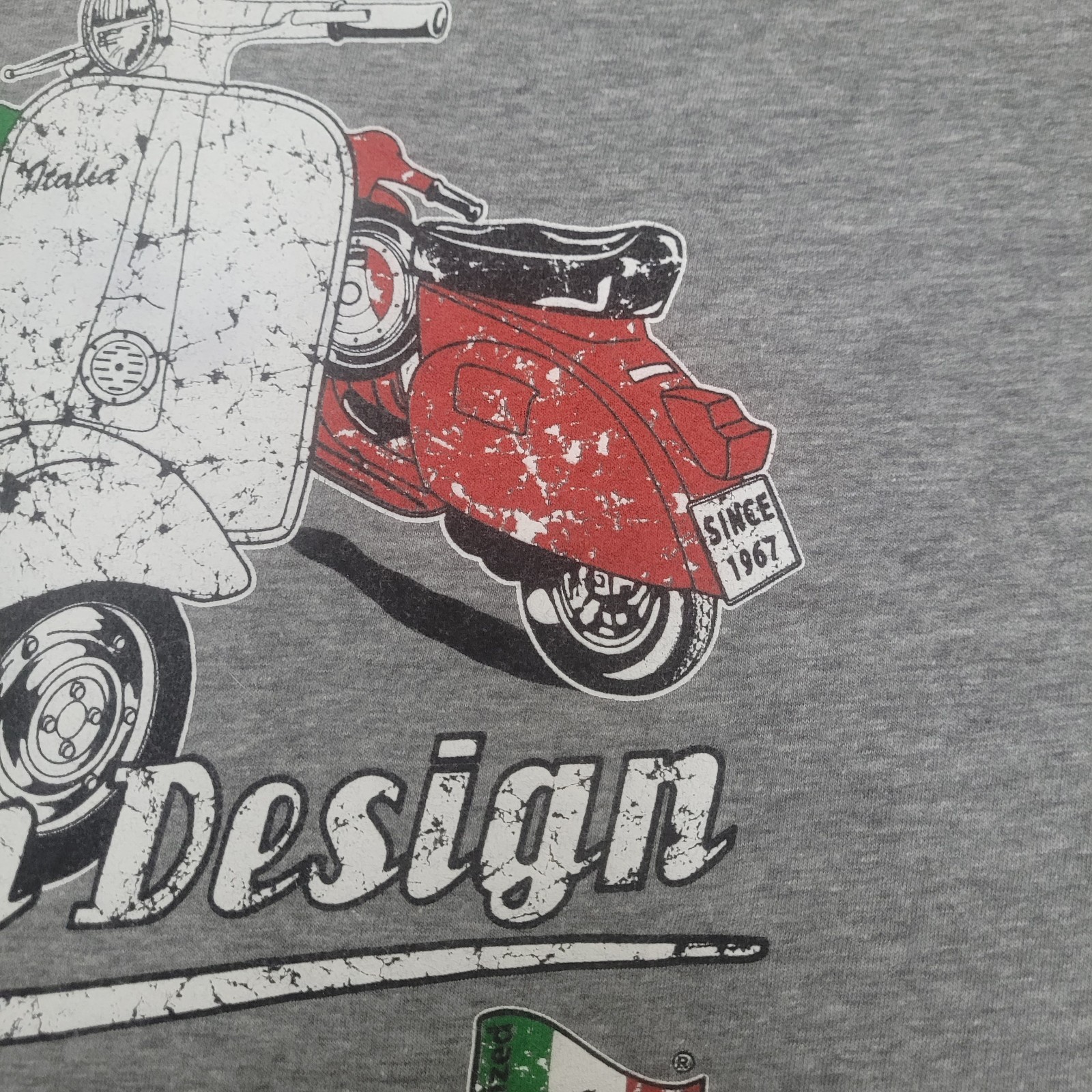 Italian Design Medium Vespa Scooter T-Shirt Zesus Firenze Stylized In Italy