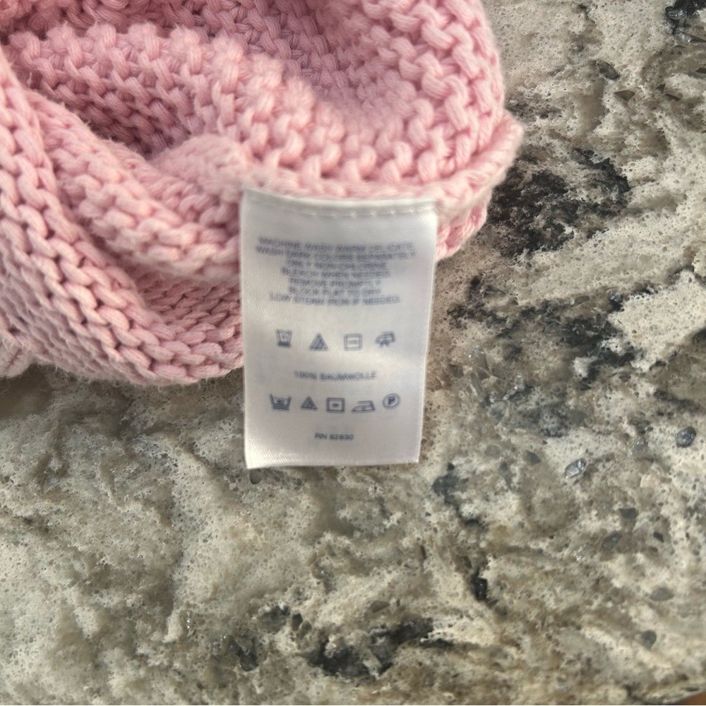 Lands’ End Drifter Cable Knit Sweater Pink 100% Baumwolle Cotton Warm Large