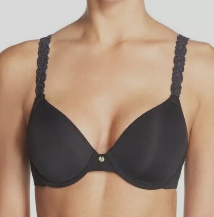 Natori 731080 Rose Dream Custom Coverage Underwire Bra Black New Size 36G