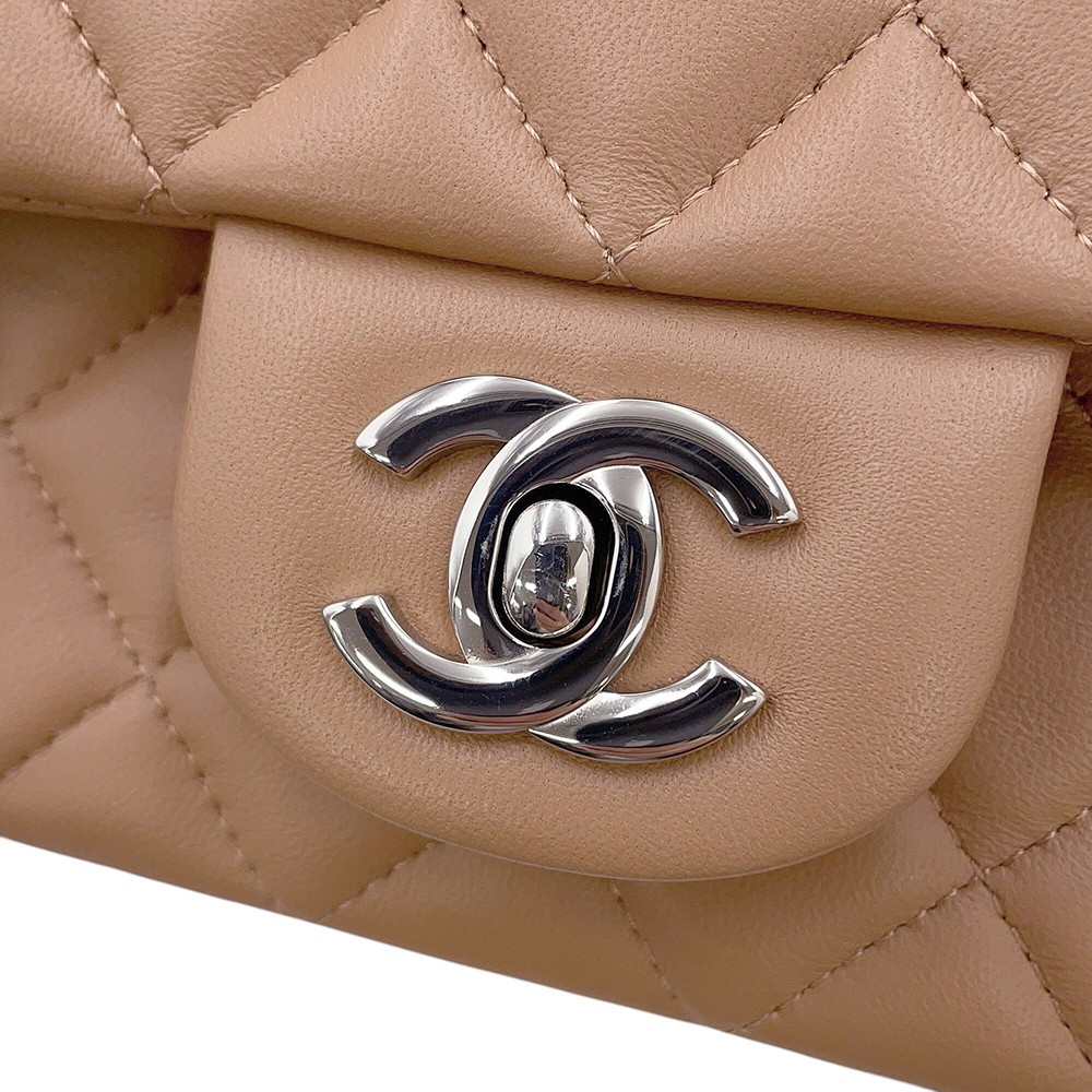 CHANEL Mini Matelasse ChainShoulder Bag Size 20 Lambskin Dark Beige A69900