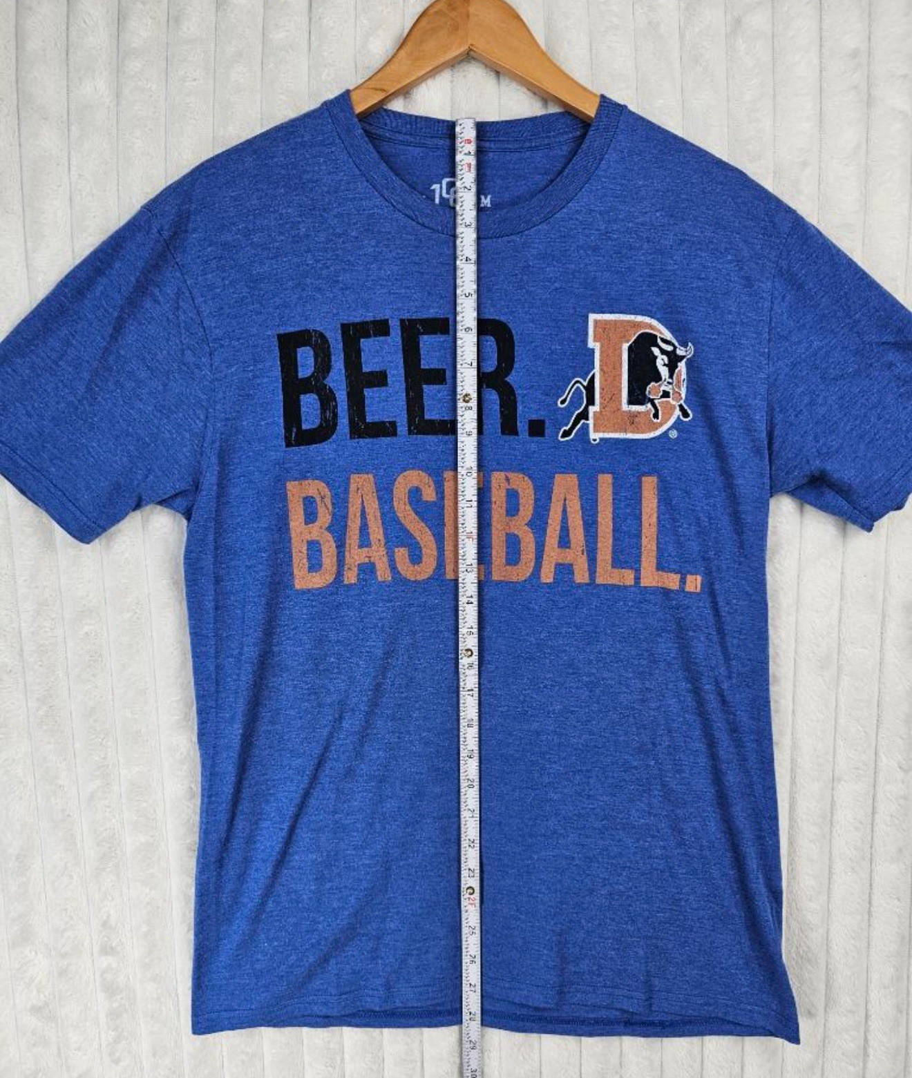 Durham Bulls 108 Beer & Baseball Blue T-Shirt 108 Stitches Size Medium