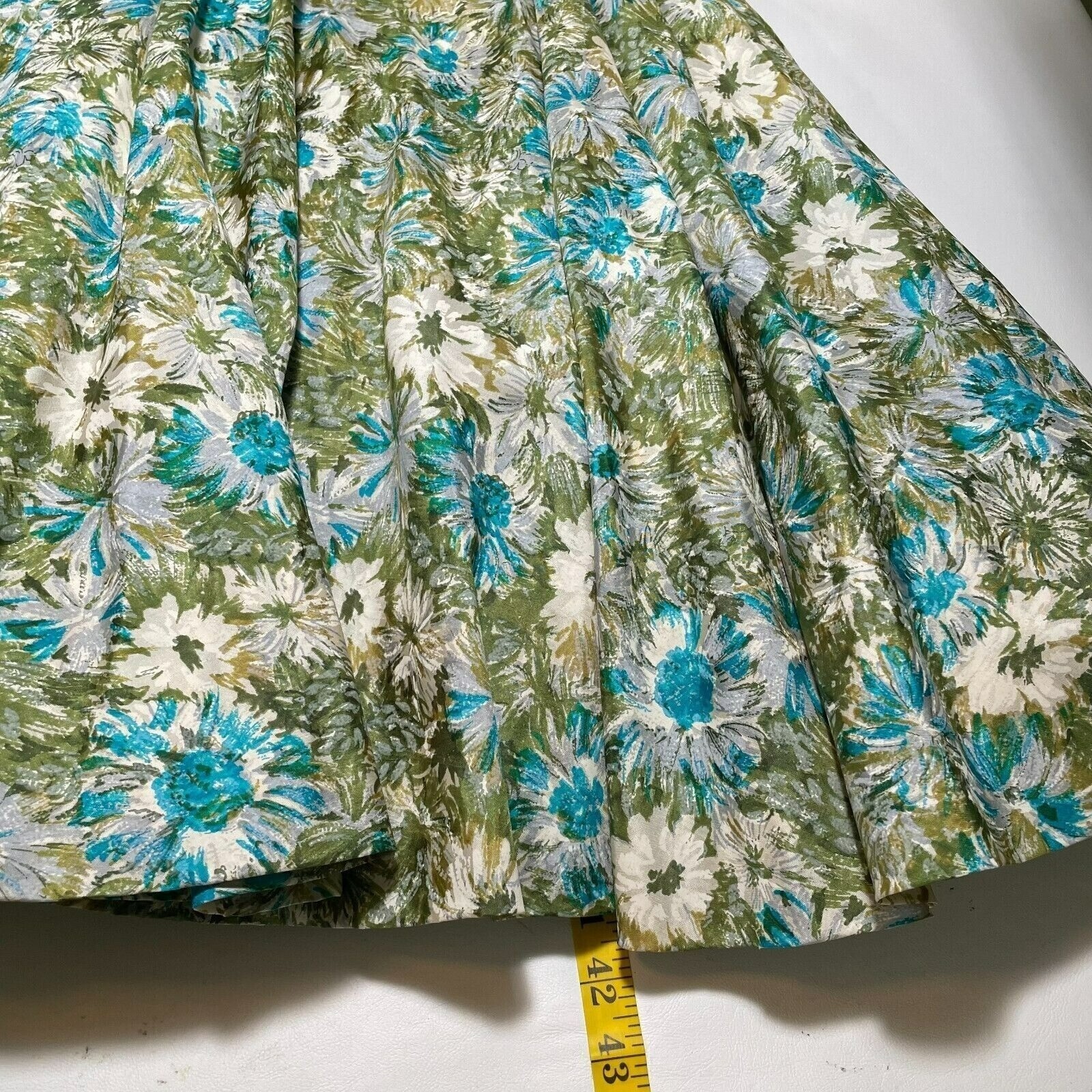 Dance Time by Phyllis Vintage Dress Womens XS/S Green Floral 1950’s Full Sweep