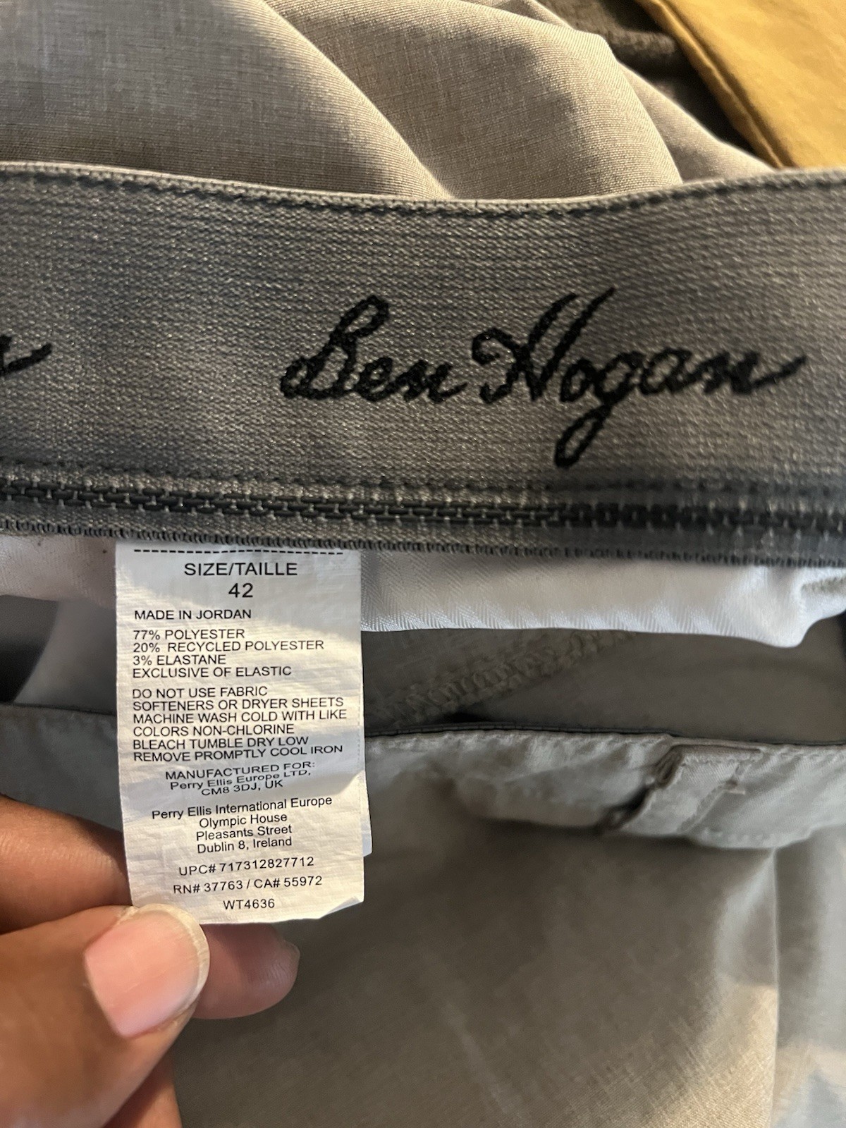 Ben Hogan Men’s Beige Polyester Elastane Chino Shorts Flat Front
