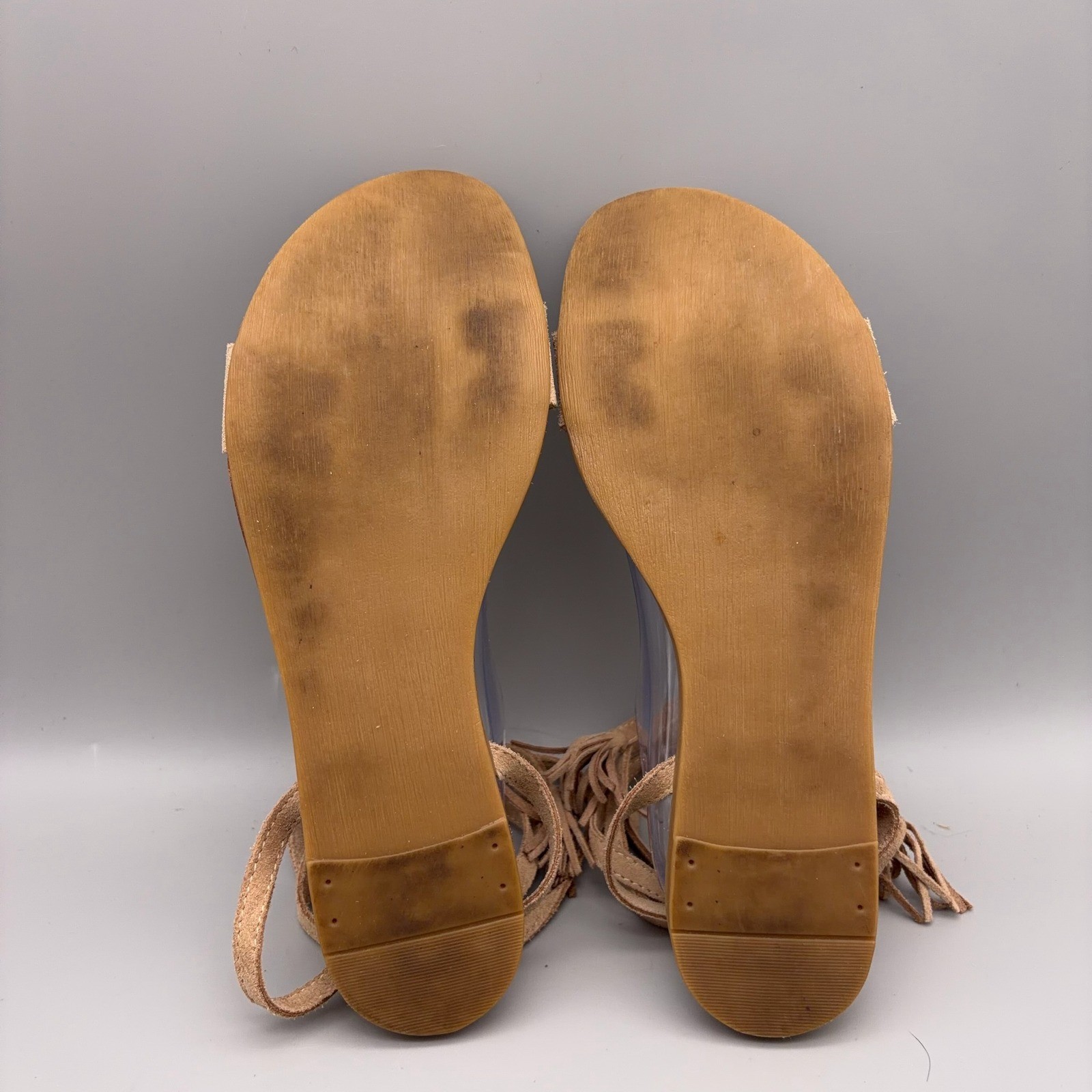 Steve Madden Sandals Women 11 Tan Tassel Ankle Wrap Boho Festival