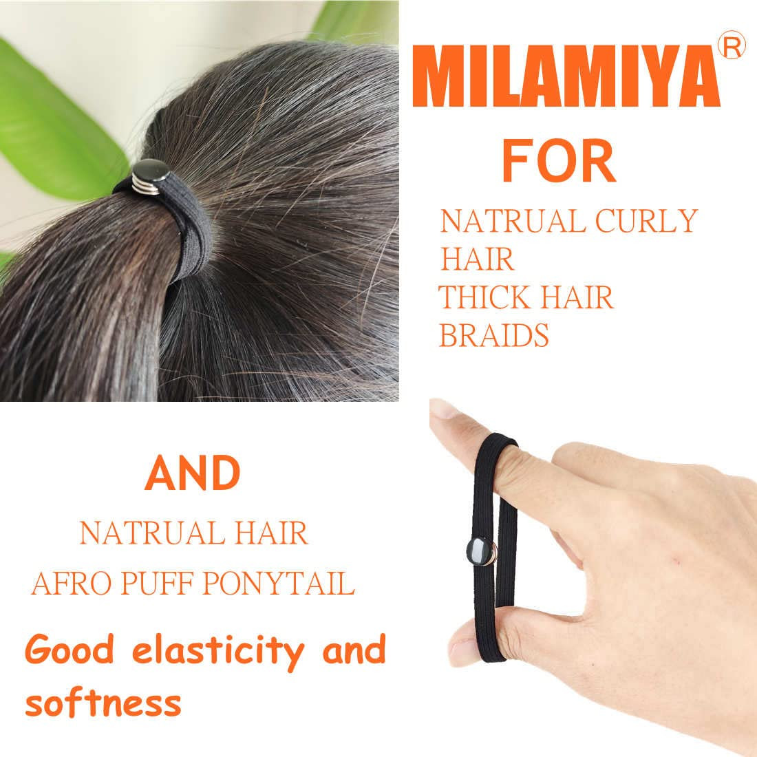 10PCS High Elasticity Snap Hair Ties for Thick Hair Natural 10 Count -Pack of 1