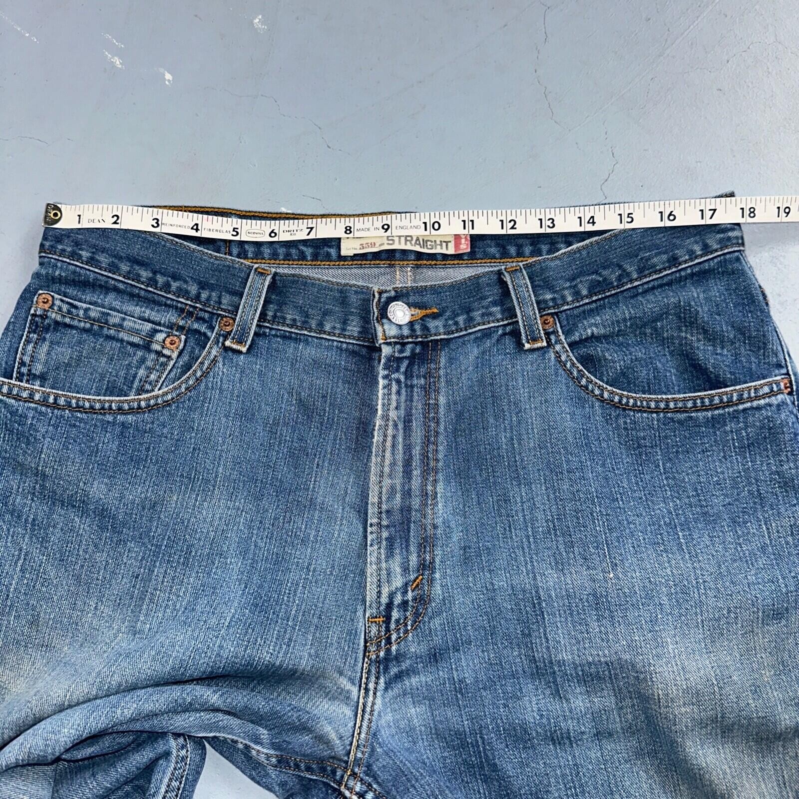 Levis 559 Relaxed Straight Fit Rugged Dark Blue VTG Y2K Denim Jeans Mens 36×32