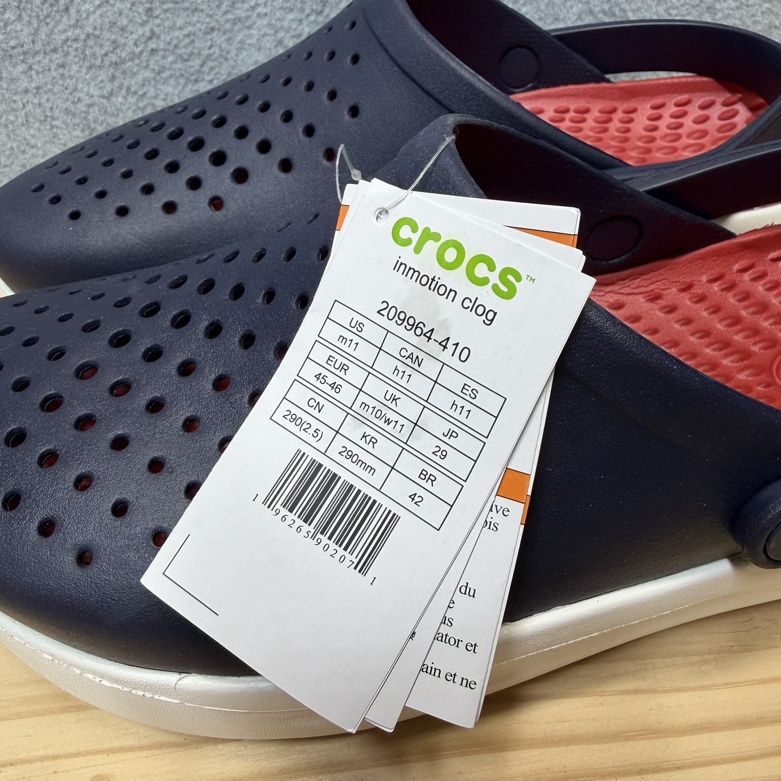 Crocs InMotion Clog Navy Red 209964-410 Mens 9 WOMEN’S 11 NEW NWT