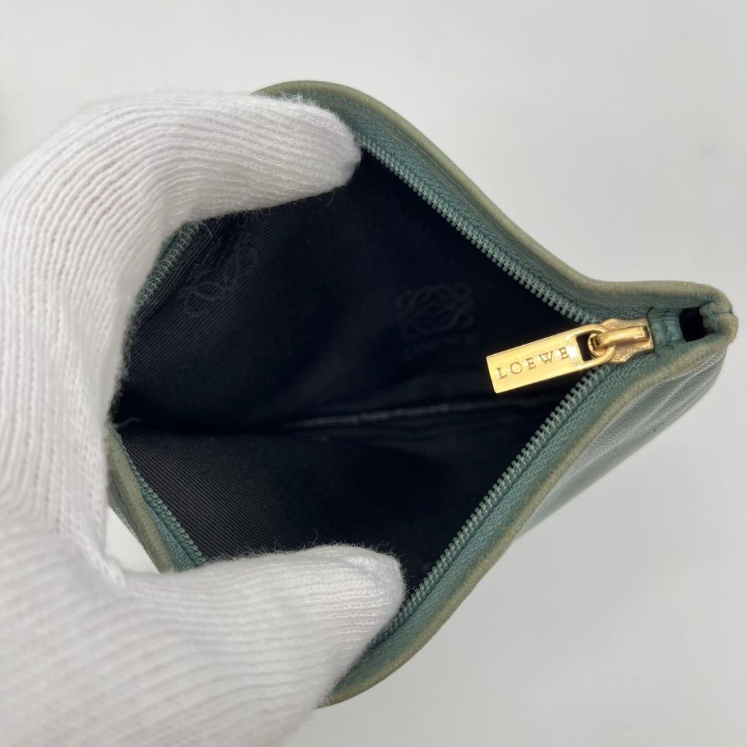 Loewe Anagram One-Shoulder Bag Green Embossed Logo Pouch Japan 069955