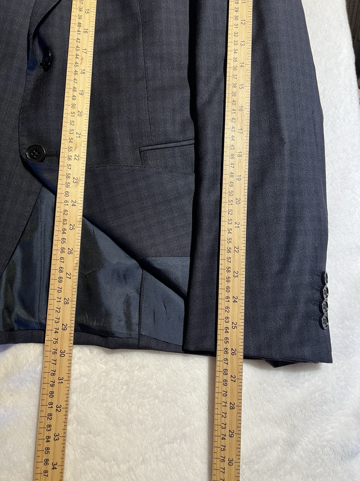 Armani Collezioni M-Line 42-44R Blue Check Plaid Designer Blazer Sport Coat