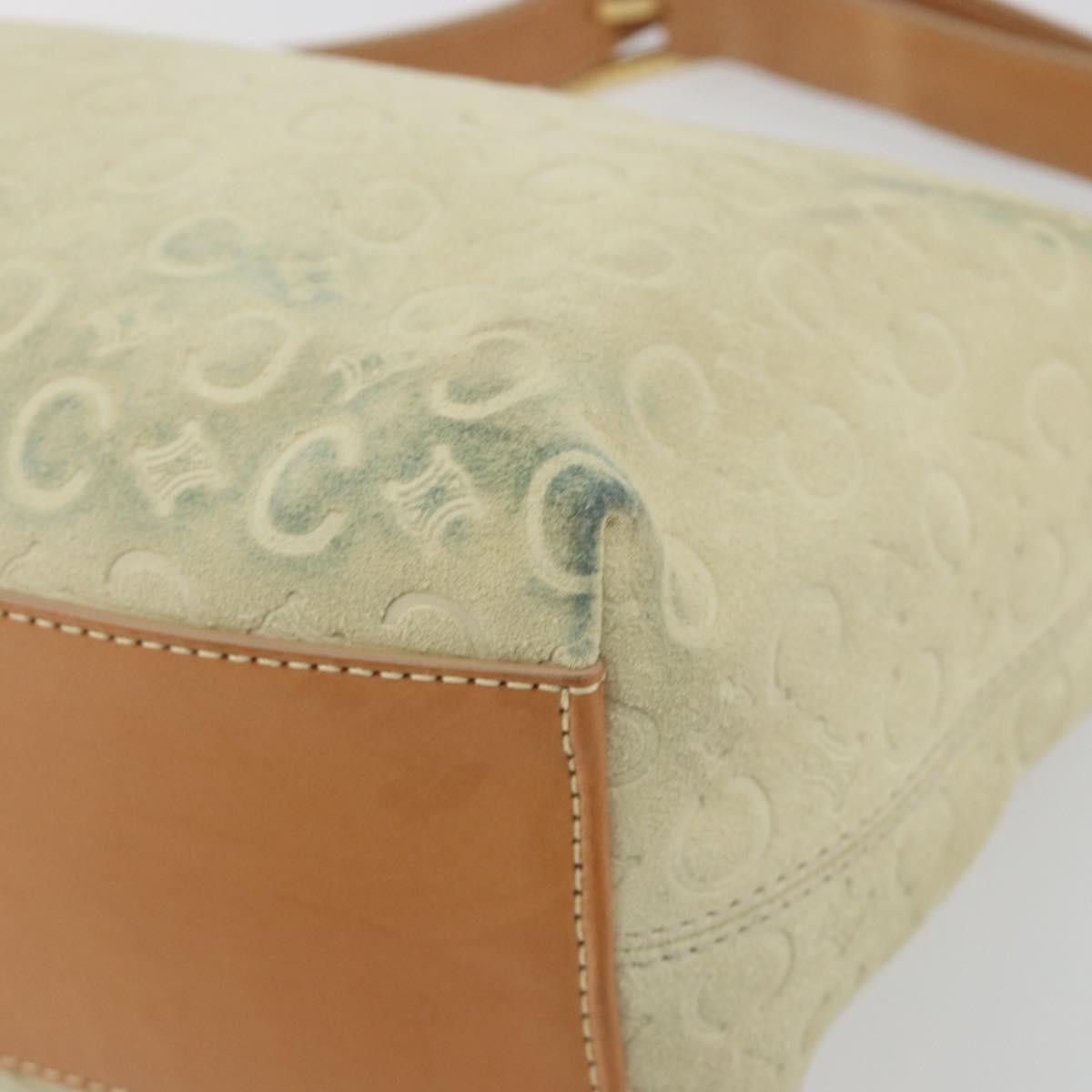 CELINE C Macadam Hand Bag Suede Beige Gold Tone Auth ep15402