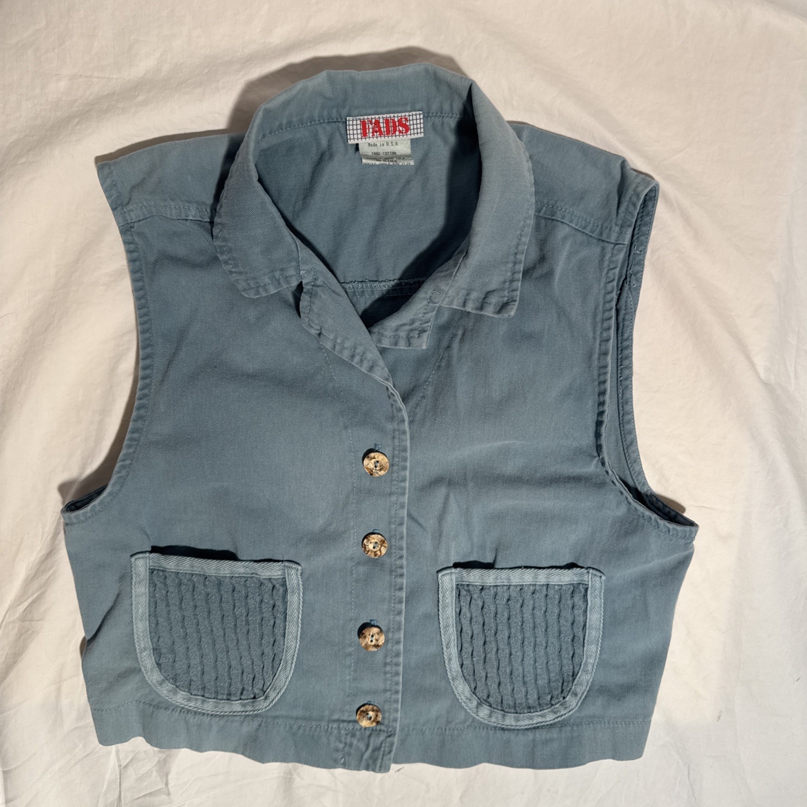 Vintage 80s Fads Denim Waistcoat Women’s 4P Medium Wash With Pockets Good