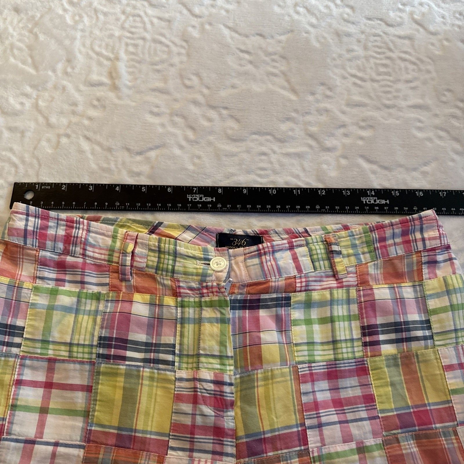 Brooks Brothers Patchwork Madras Pants Womens 10 Multicolor Pastel Plaid Size 10