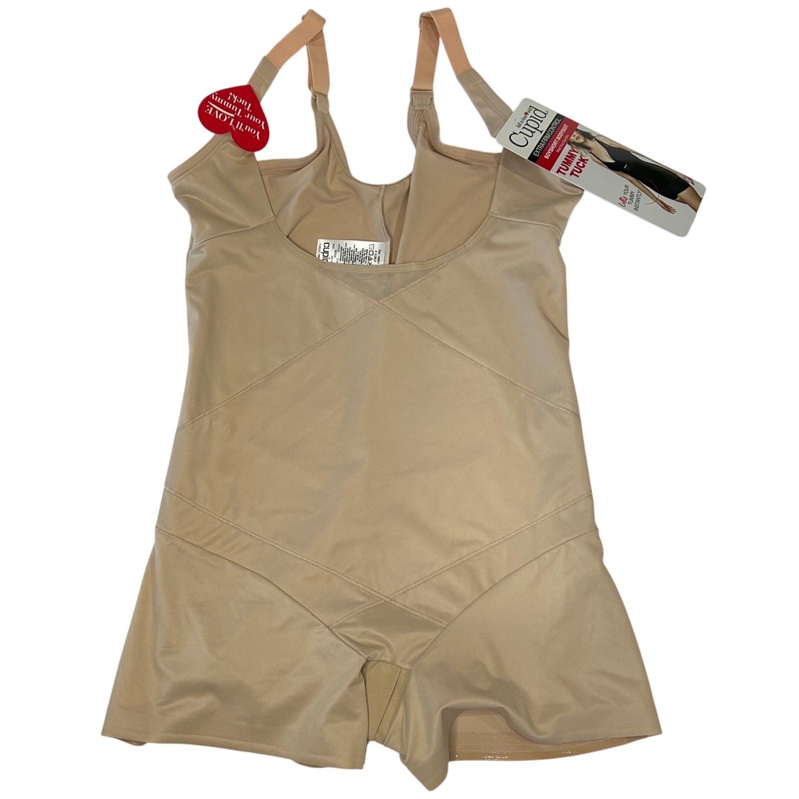 Cupid Extra Firm Control Boyshort Bodysuit Beige Tummy Tuck 5781 Womens 3XL New