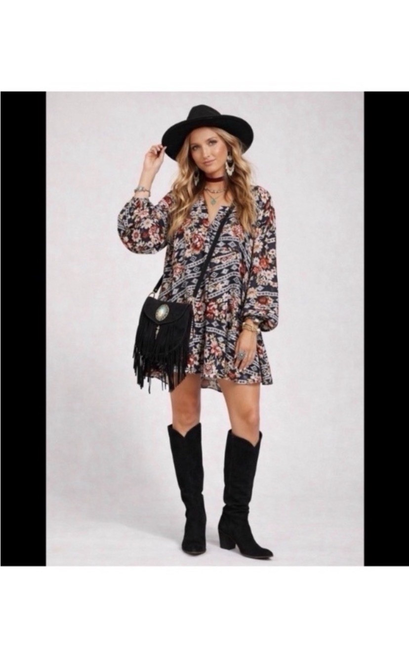 Show Me Your MUMU Floral Tribal Boho Mini Dress Size Medium