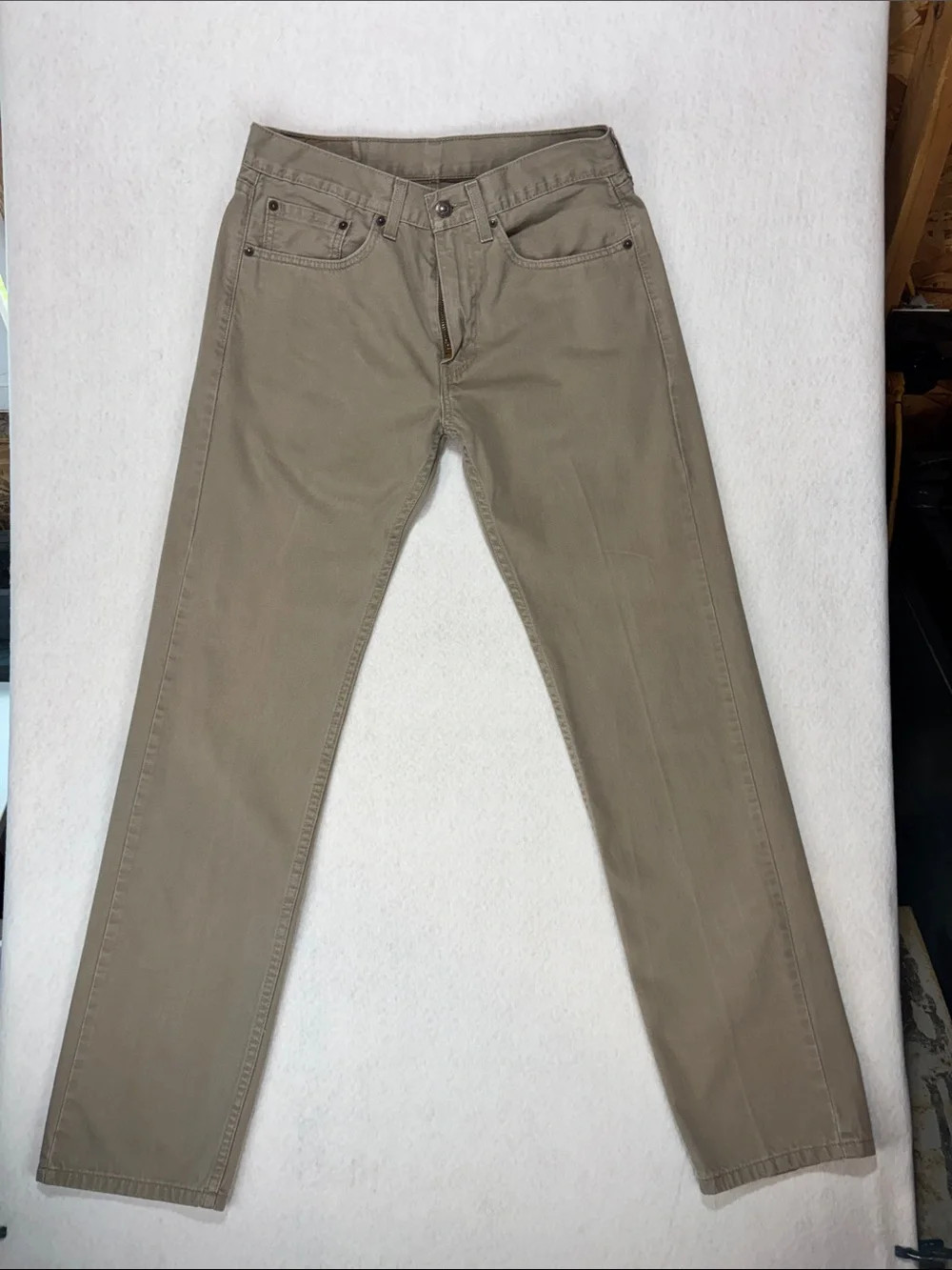 Levi’s 505 Regular Fit Jeans Mens 31×34 Khaki Straight Leg 5 Pocket Denim