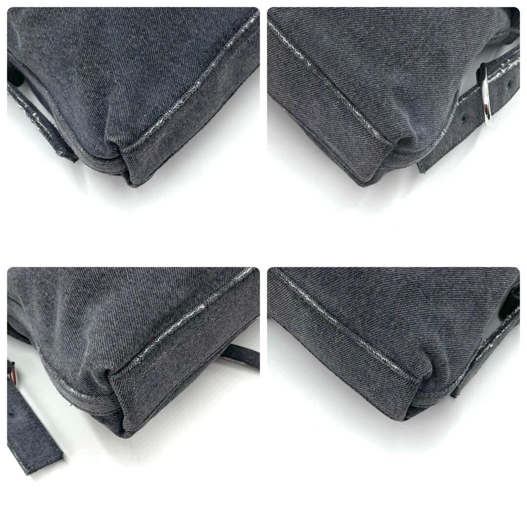 Givenchy Voyou Medium Denim Shoulder Bag Gray Cotton Silver Hardware Dust Bag
