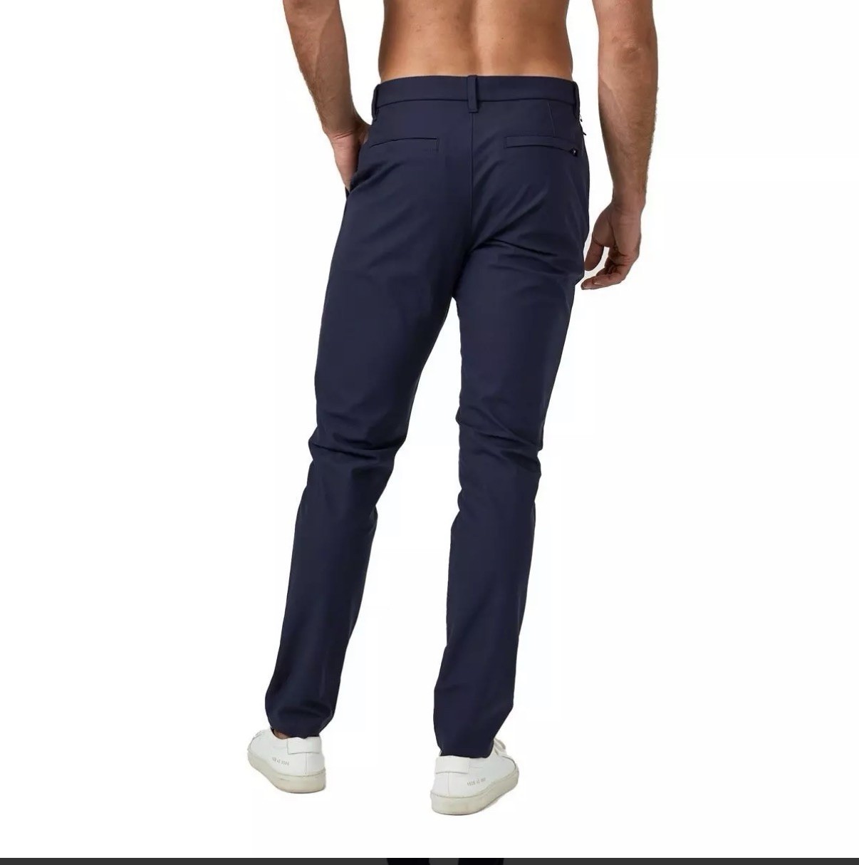 Men’s Navy Blue Infinity Polyester Woven Chino Pants 7 Diamonds, Size 36×30