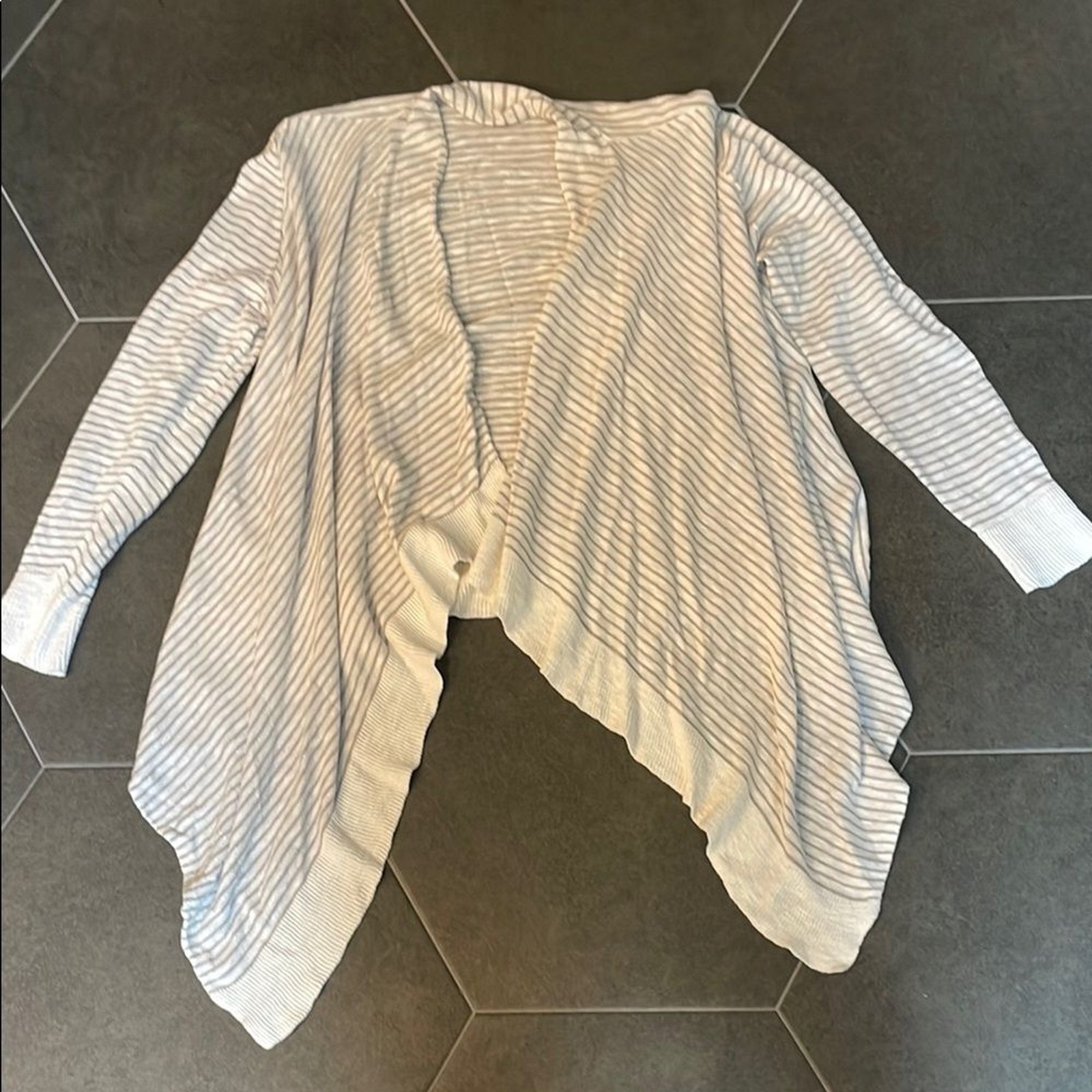 Eileen Fisher Striped Open-Front Women’s Sweater L