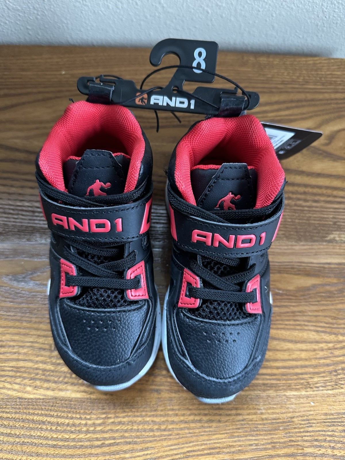 New AND1 Riot Boys Athletic Sneakers – Size 8 – Black/Red – Basketball Style