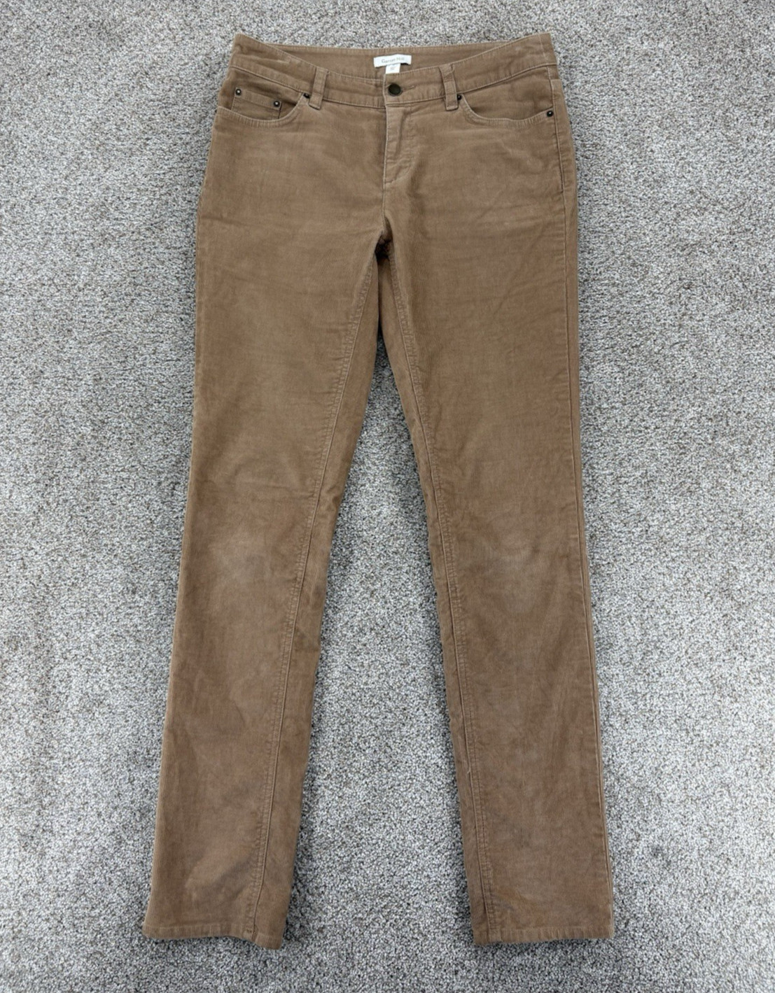 Garnet Hill Corduroy Straight Leg Pants Women’s 6 Tan Stretch Cotton Minimalist