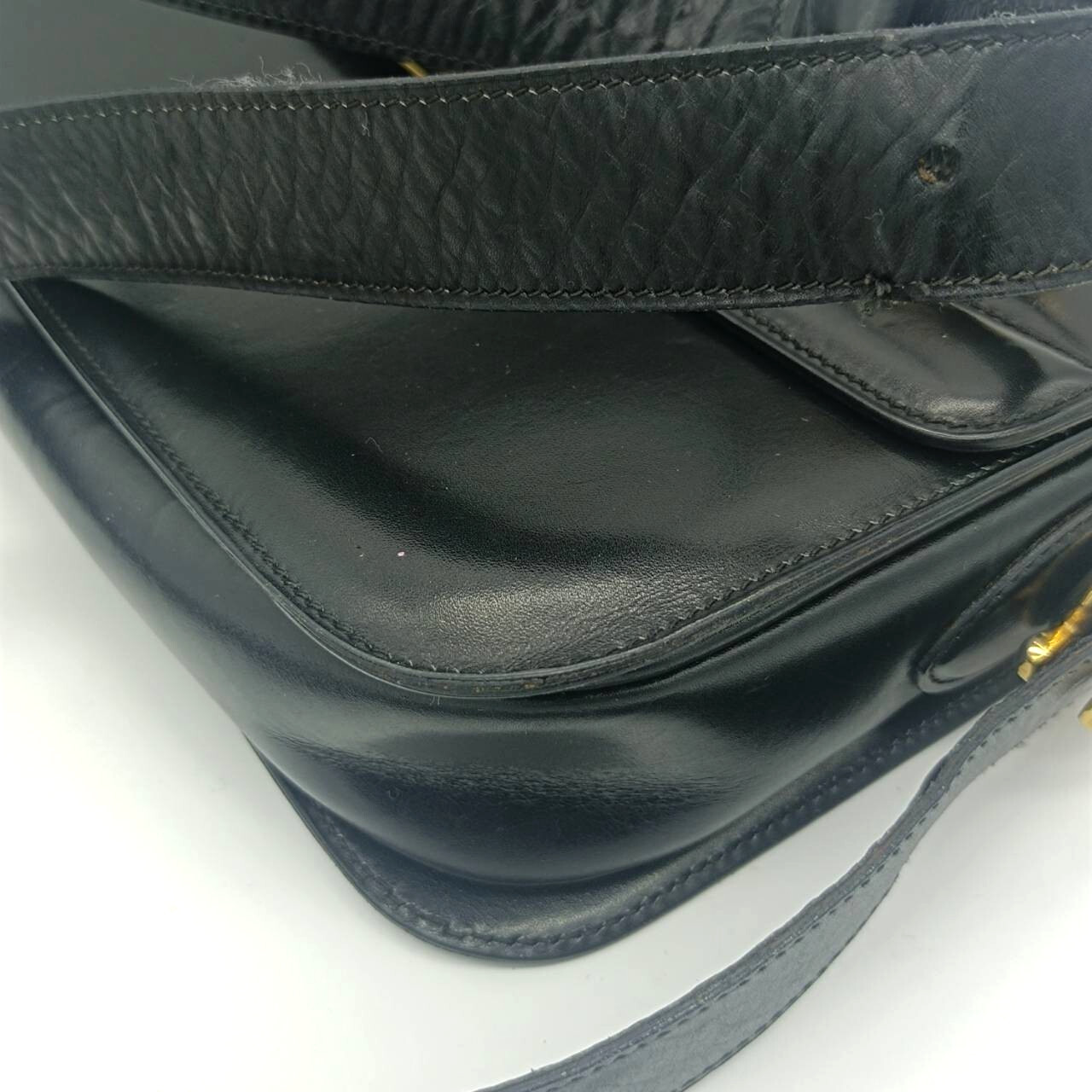 CELINE Leather Shoulder Bag Horse Carriage Gold Metal