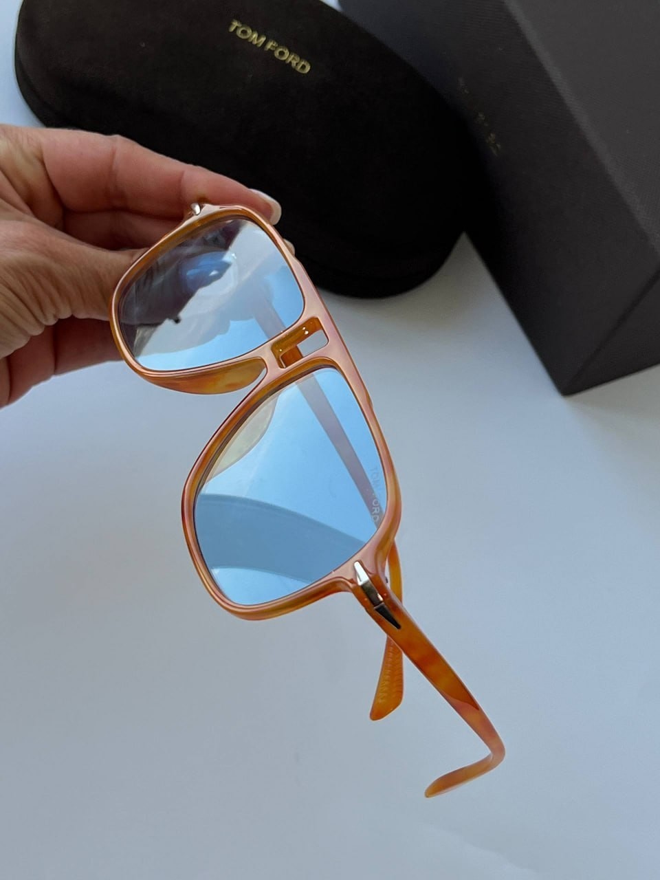 Tom Ford Amber Tortoise Shell 70s Style Sunglasses