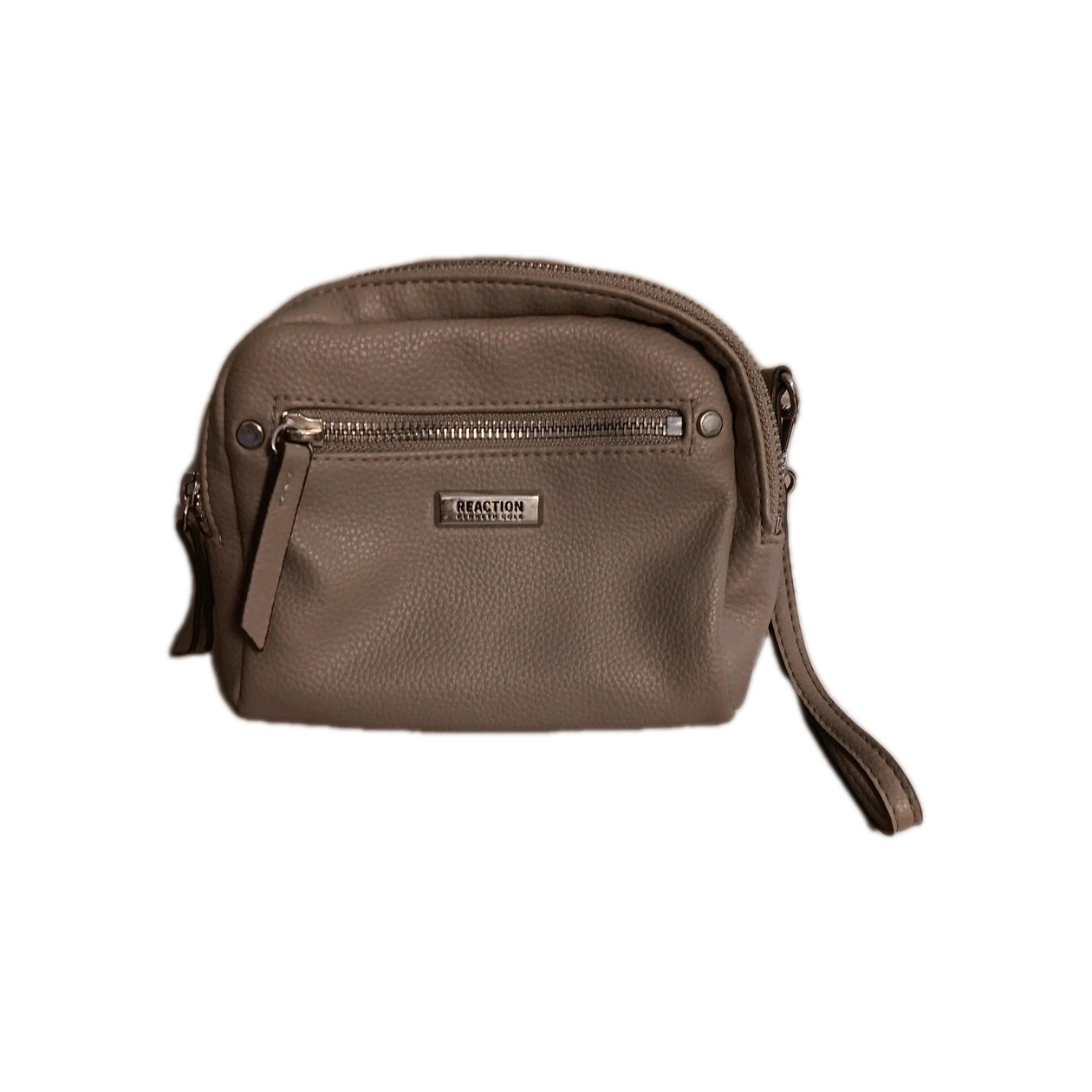 Kenneth Cole Reaction Tan Beige zipper Clutch Wristlet vegan leather original