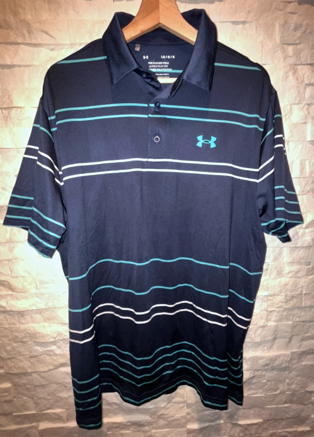 EUC Men’s UNDER ARMOUR The Playoff Polo Loose Fit Collared Short Sleeve Large
