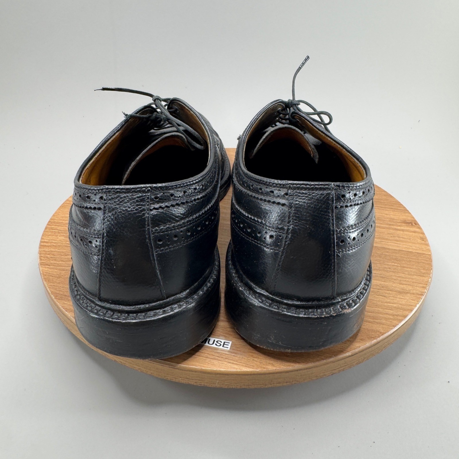 Vintage Wingtip Oxford Shoes 10.5 E Black Leather Brogue Derby Dark Academia