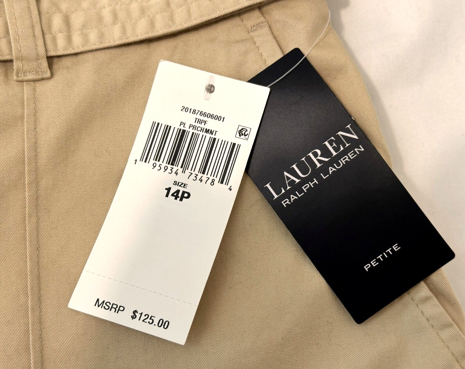 Lauren Ralph Lauren Micro-Sanded Twill Belted Wide Leg Pants Womens 14P Tan $125