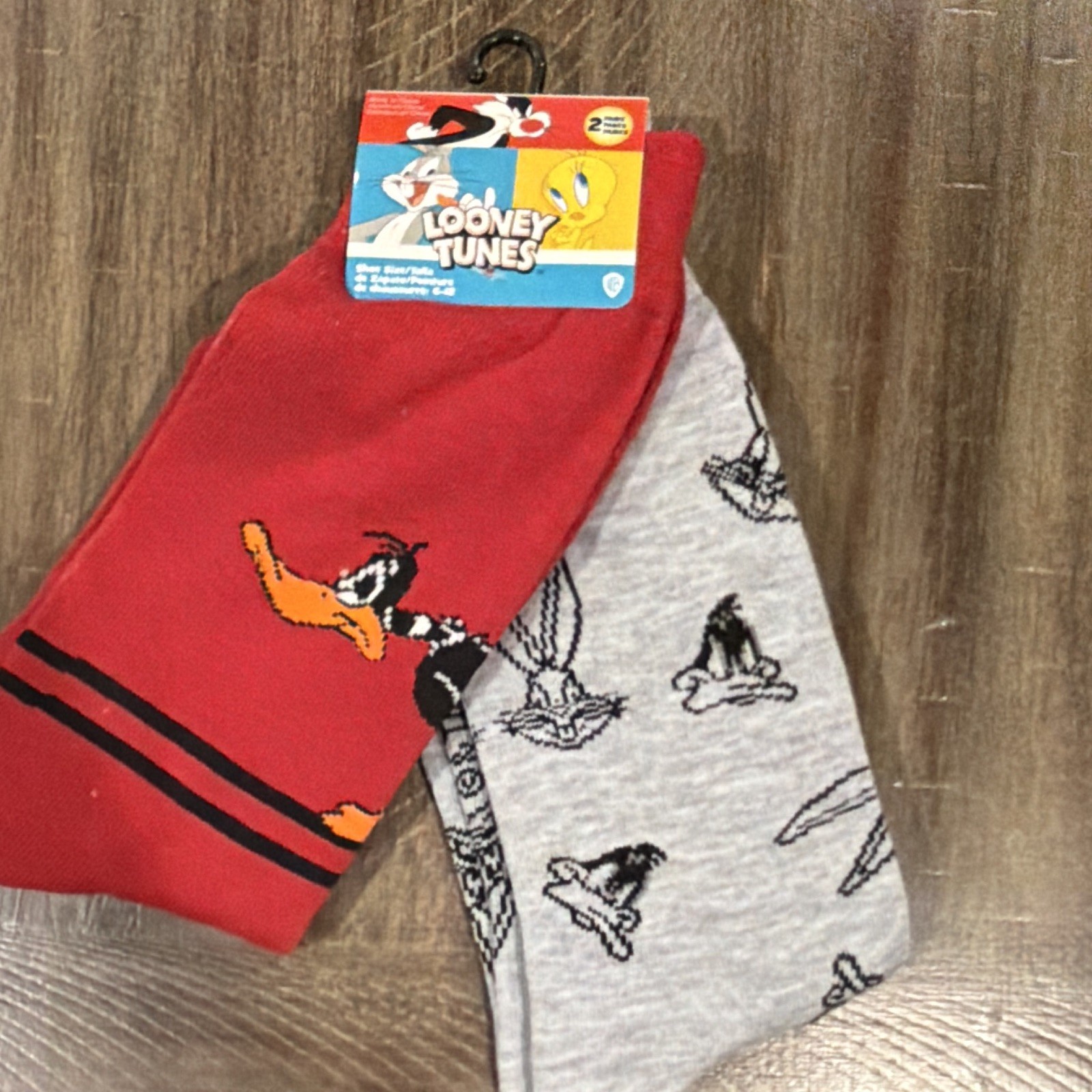 Cartoon Crew Socks 6-Pair Cotton Flintstones Mickey Looney Tunes Size 6-12