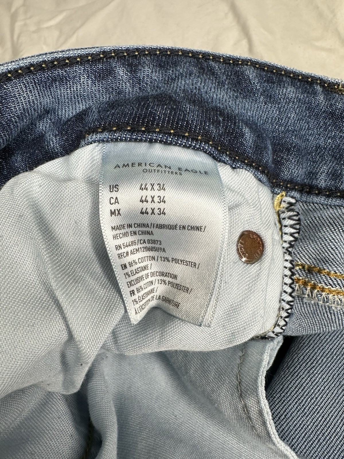 American Eagle Outfitters Men’s AirFlex+ Straight Blue Stretch Jeans 44×34