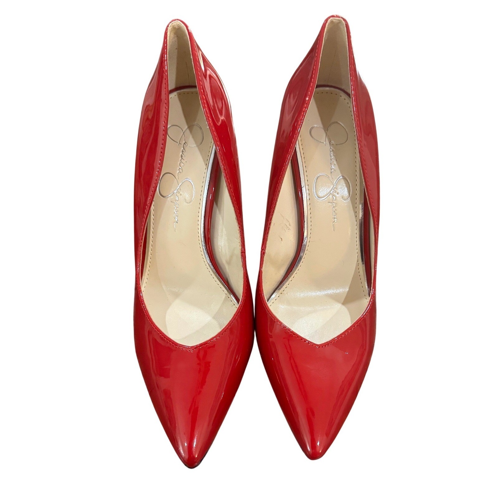 Jessica Simpson Cassani Pointed-Toe Pumps in Red Muse Patent Size 8.5