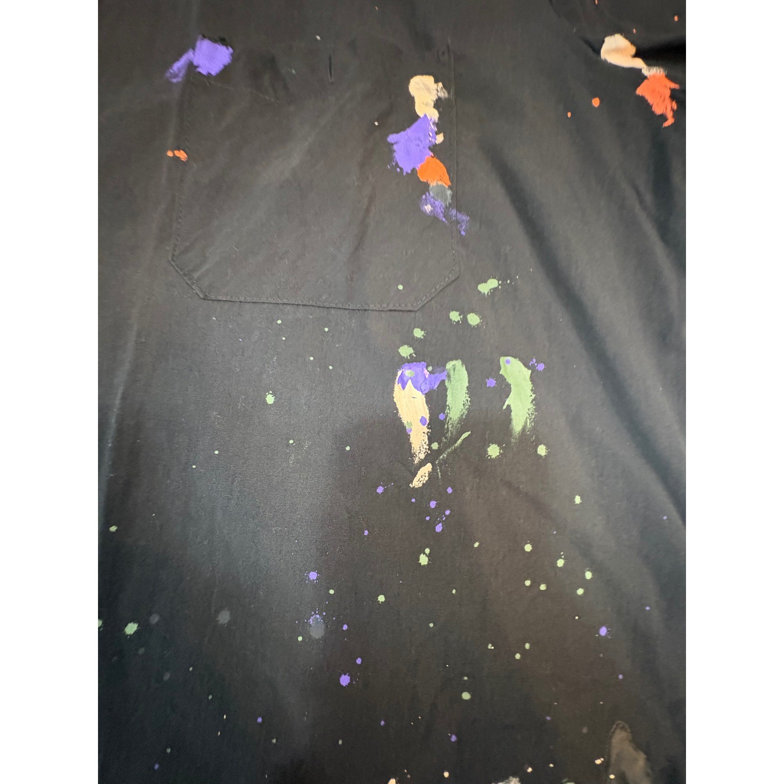 (B2) MNML Studio Des Arts Visuels Paint Splatter Cropped Shirt Black S M L Mens
