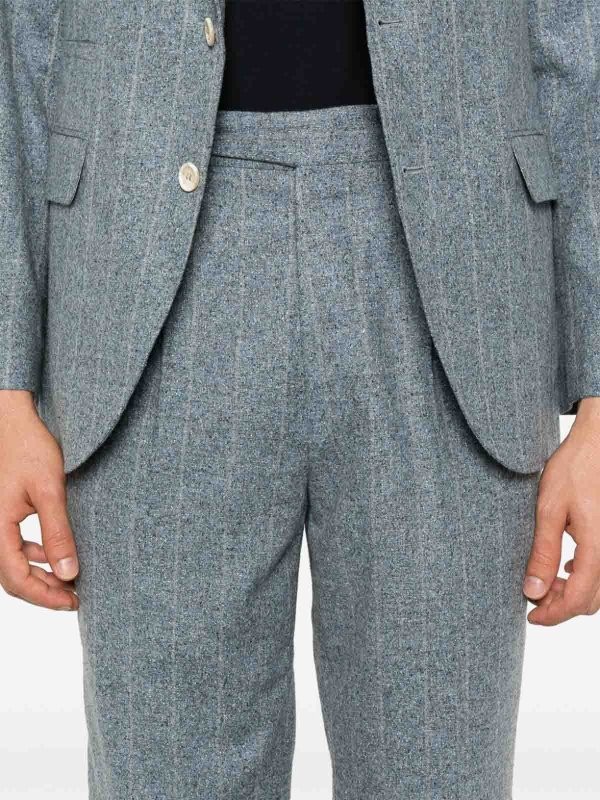 BRUNELLO CUCINELLI MEN’S SKY BLUE PINSTRIPE TAILORED SUIT MSRP $6350