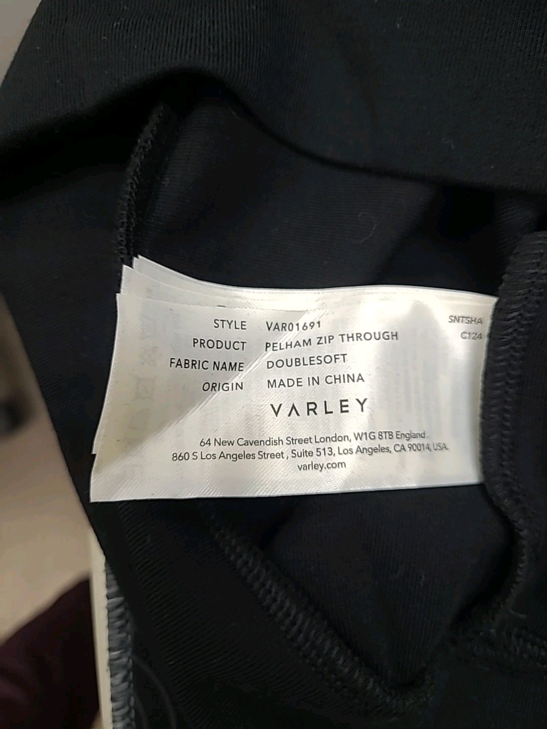 New Varley Long Sleeve Pelham Full Zip Black Size Medium