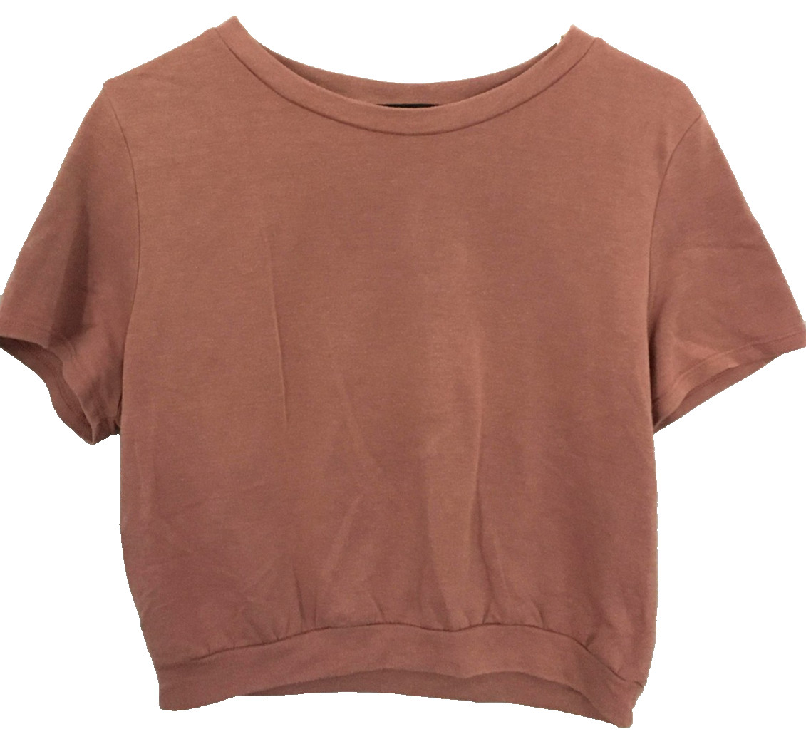 Lulus Shirt Womens Medium Mauve Short Sleeve Banded Hem Crewneck Made in USA
