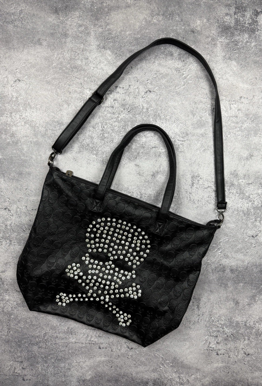 Vintage Avant Garde Skull Bag Rhinestones Y2K Style Punk Gothic Black Rare Hype