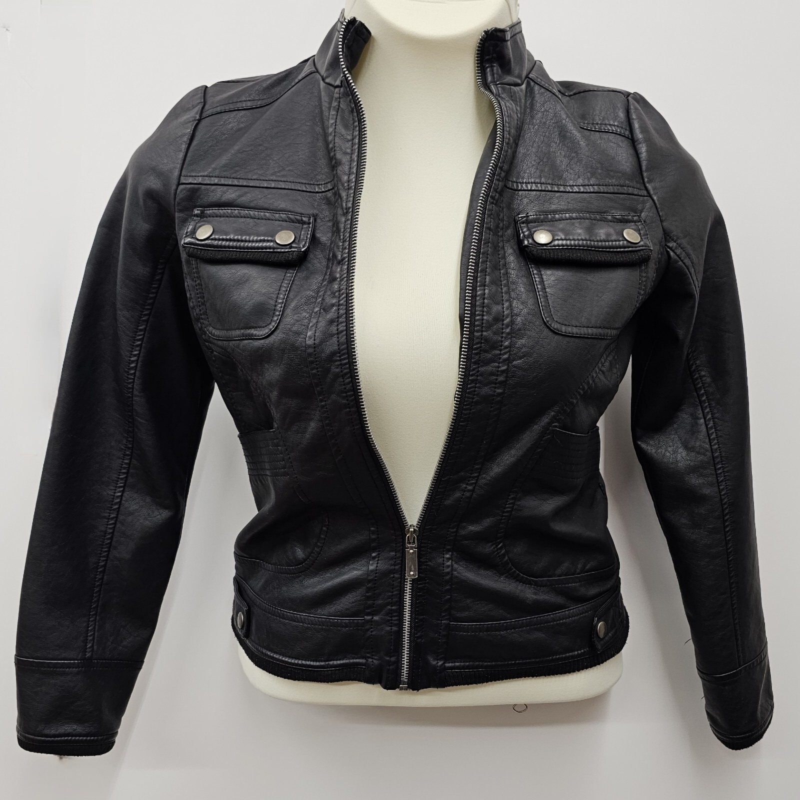 Royalty For Me Size Small Faux Leather Black Moto Jacket Plush luxe Lined Biker