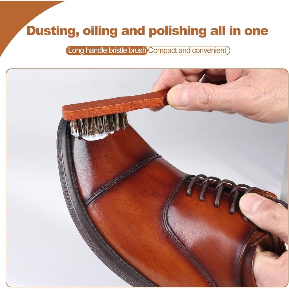 Horsehair Leather Shoe Polish Brush Professional Shoe Care Applicator Brush for