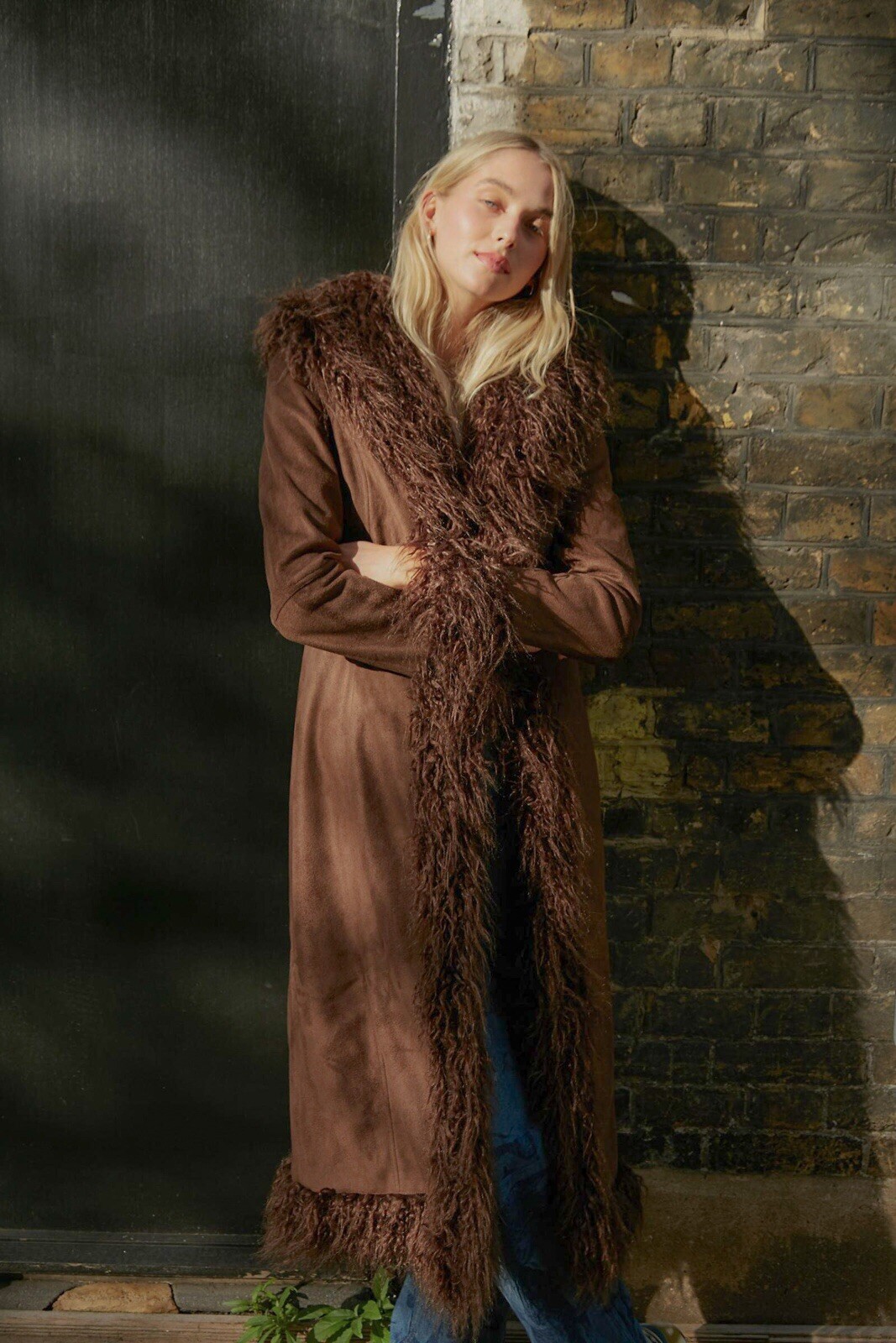 Amazing Brown Afghan Coat Long Penny Lane Urban Outfitters Fur Hippy Y2K Large