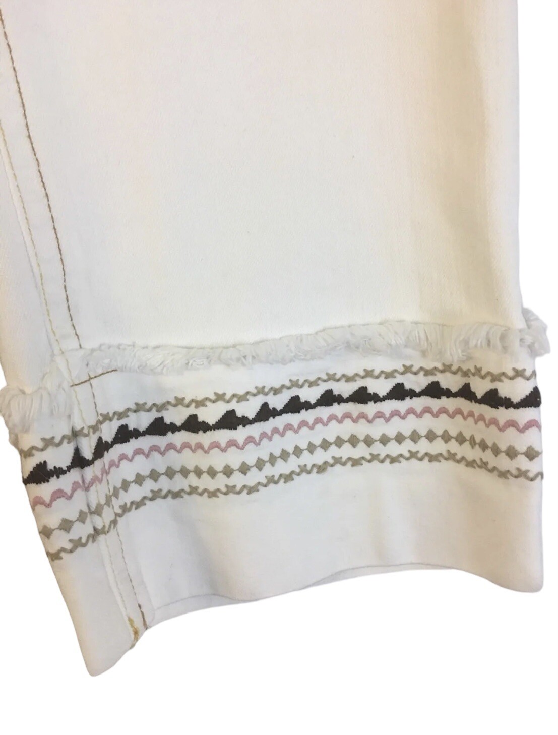 Old Navy MATERNITY Cropped Jeans Sz-10 White Embroidered Stretch No Panel NEW