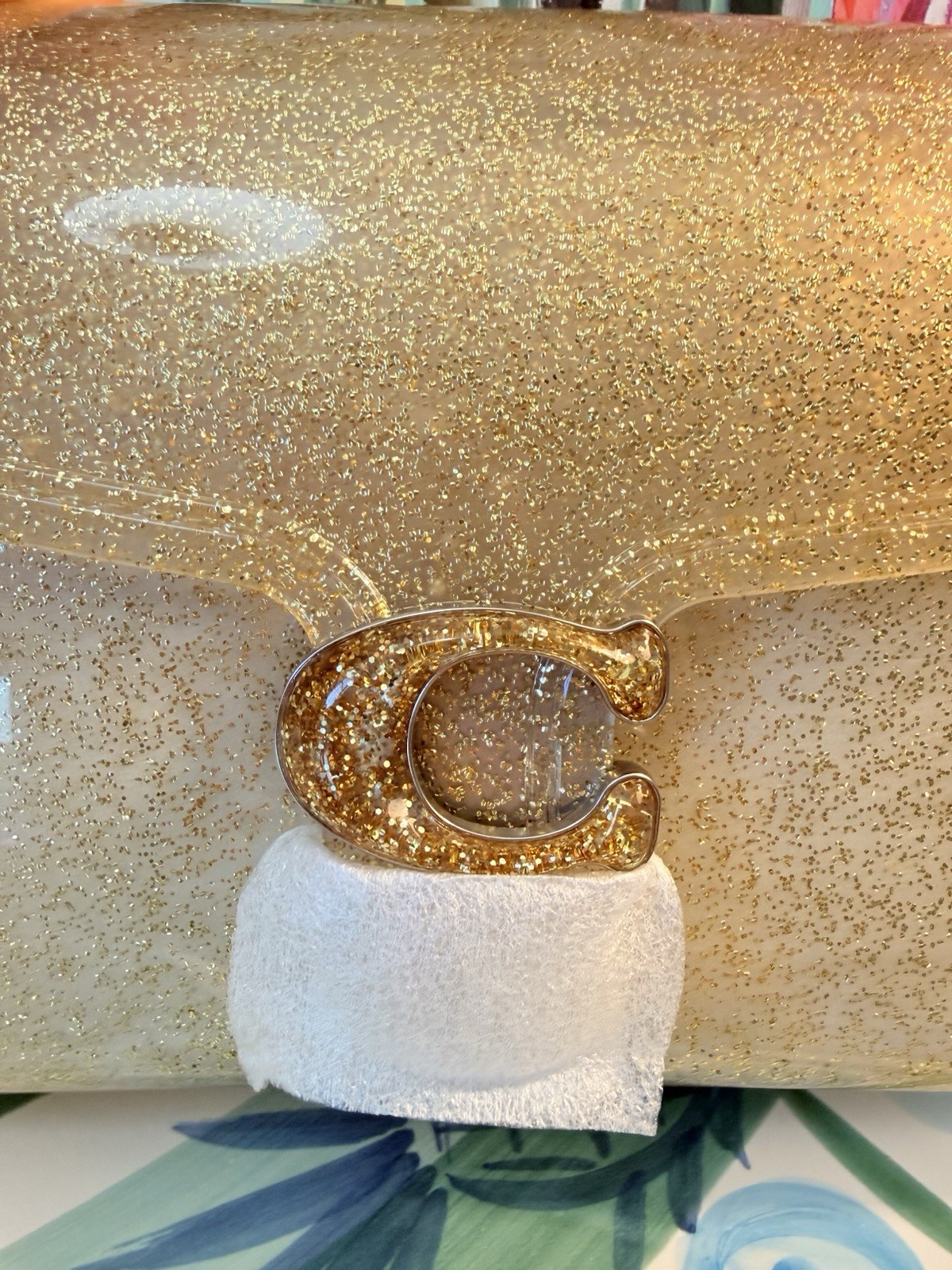 New 100% Authentic Coach Jelly Tabby Glittery Gold From the Runway Made In Italy